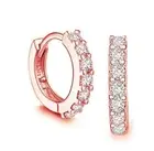 Rose Gold Small Hoop Earrings Micro Pave CZ Mini Tiny Cuff Cartilage Earring