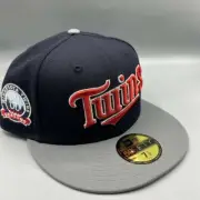 Minnesota Twins Hat Men 7 1/2 Navy Gray 59Fifty New Era MLB Fitted Cap