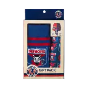 Melbourne Demons AFL FC2069 W22 Mens Retro Logo Satin Boxer Shorts & Socks New