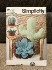 Simplicity R11759 Plush Pillows Succulent Cactus Home Decor Uncut Carla Reiss