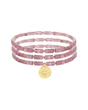 Rachel Reinhardt 14K Over Silver Rhodonite Star Stretch Bracelet