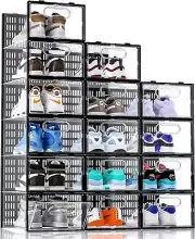 Clemate 15 Pack Shoe Storage Boxes, Clear Plastic Stackable