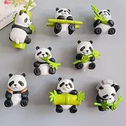 8Pcs Cute Panda Fridge Magnet 3D Simulation Panda Fridge Magnet, Cute Bamboo Modeling Resin