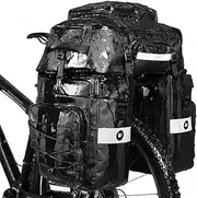 [Rhinowalk] Bike Bag Bike Pannier Bag Set, for Bicycle Cargo Rack Saddle Bag Shoulder Bag Laptop Pannier Rack Bicycle Bag Professional Cycling Accessories 3 in 1-Black