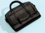Ben Minkoff Pebbled Leather Laptop Black Padded Messenger Briefcase Bag 15”X11”