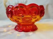 Vintage Amberina Pressed Glass Small Dish yellow, orange, red glass