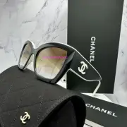 New CHANEL Sunglasses Black White Butterfly Cat Eye Gradient Lens Made In Italy