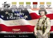 Lifecolor WW II US Uniforms Set #2' Camouflage, Combat and Fatiques #CS18
