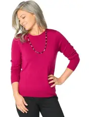 [Fella Hamilton] Melanie Merino Wool Crew Neck Sweater in Crimson