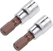 uxcell 2pcs 1/4" Drive x H7 (7mm) Hex Bit Socket, S2 Steel Bits CR-V Sockets 38mm Length Use with Ratchet Wrench, Slide Bar, Extension Rod