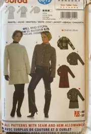 Burda 8019 Coat Jacket sewing pattern 10-12-14-16-18-20-22 UNCUT