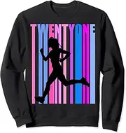 [X.Style] Womens 21st Birthday Athletics Athlete Sprinter Runner Sweatshirt ds1951 Sweater (3XL) Black