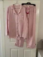 Peter Alexander Ladies Pyjama Set Pink Stripe Medium