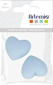 Silicone Bead Heart x 2-29 x 19 x 12 mm - Pastel Blue