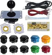 SJJX DIY Arcade Game Button and Joystick Controller Kit for Rapsberry Pi and Windows,5 Pin Joystick and 10 Push Buttons Octagonal Circular Limiter 822a08 Mix Black
