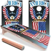 Eagle and Flag US American Flag Cornhole Board Wraps and Decals Vinyl Sticker