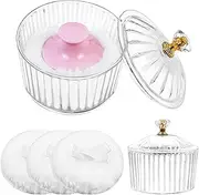 5Pcs Dusting Powder Container with Puff, 3.4 Inch Acrylic Body Powder Containers with Large Soft Puff Loose Dusting Powder Container Reusable Powder Applicator for Women Baby Body Face Makeup