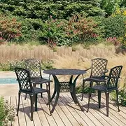 5 Piece Bistro Set Cast Aluminium Black Patio Bar Sets