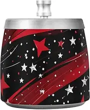 Stars Red 4th Of July Cigarette Ashtray with Lid for Indoor Outdoor Use, Smokeless Decorative Smoking Ashtray with Cover for Cigarette Smokers