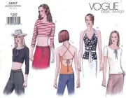 Vogue 2657 uncut top pattern sizes 8-10-12 midriff backless summer top halter