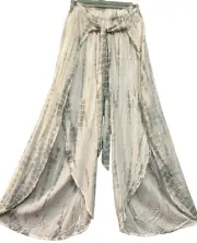 Nwt SACRED THREADS boho hippie tie dye rayon wide leg open PANTS M Free shipping