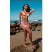 Multi Marl Crochet Lace Up Front Mini Beach Skirt, Multi.