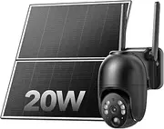 [SEHMUA] 24/7 Recording Solar Security Cameras Wireless Outdoor, 2K 360° View Outdoor Camera with 20W Solar Panel,WiFi Home Security with Spotlight Color Night Vision