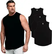 [STRONGSIZE] Big and Tall Men’s Muscle Tank Tops – Sleeveless Muscle Shirts for Men – Longer Length, Premium Stretch Cotton