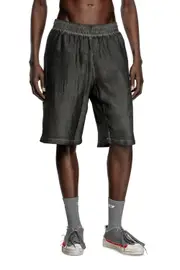 [Diesel] Diesel - Lightweight shorts with crinkled fade - Shorts - Unisex - Black XL Black