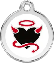 Stainless Steel Red Dingo Devil Heart ID Collar Charm Dog Tag Small Medium Large