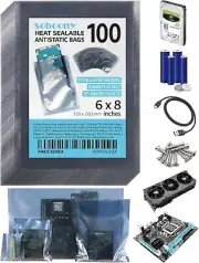 Soboony Heat Sealable Antistatic ESD Bags 100pcs 6x8 for SSD Electronic Devices