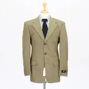 NEW Hart Schaffner Marx 39L Beige Sport Coat Blazer Jacket Check 3B Silk