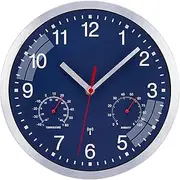 ACCSHINE 25 cm Radio-Controlled Clock Without Ticking Noise, Silent Quartz Battery Operated Large Wall Clock Easy to Read for Room Home Kitchen Bedroom Office School (Blue)