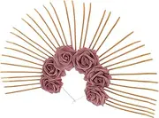 [FRCOLOR] Iron Wire Crown for Women Cloth Rose Flower Crown Sparkle Resin Party