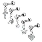 Zircon Earrings Helix Ear Lobe Piercing Conch Tragus Dangle Cartilage Ring Pi WF