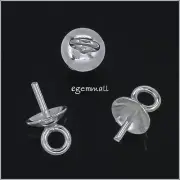 10 Sterling Silver Eye Pin Pearl Bead 5mm Cup with Pin #51920