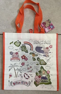 HAWAIIAN HELLO KITTY REUSABLE SHOPPING TOTE BEACH BAG HAWAII ISLANDS RARE SANRIO