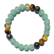 Elegant Tiger Eye And Brass Bracelet With Green Chalcedony Luxurious Natural