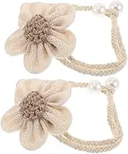 EXQUIMEUBLE 2pcs Adjustable Boho Flower Curtain Tiebacks for Sheer Drapes Creative Window Treatment Holdbacks Pearl Design for Home Decor and Rustic Style Enhancements