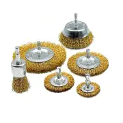 6 Piece Wire Brush Wheel Set, 1/4"