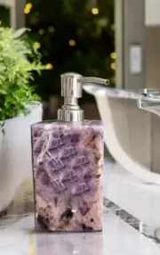 5" Sophisticated StyleCrystal Amethyst Soap Dispenser for Modern Home Interiors