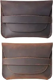 [UCCKEYI] Crazy Horse Leather Retro Card Bag Card Holder Leather Wallet, Slim Thin Leather Credit Card ID Driver's License Mini Wallet Holder, 2pcs:Brown+Coffee, Retro