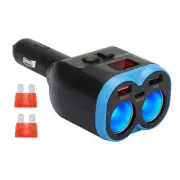 Dual USB Charger Power Adapter Car LCD Cigarette Lighter Socket Splitter Black