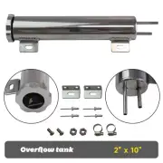 2"x10" Polished Aluminum Radiator Universal Overflow Tank For Mopar Ford Chevy