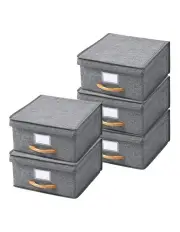 [Takara] Kicho Fabric Collapsible Storage Box With Lid 5 Pack 30x30x16cm in Grey
