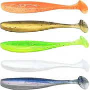 100PCS Bait Fishing Soft Plastic Lures, Soft Paddle Tail Lures for Freshwater and Saltwater Bass Lures with Box White red Green Gray Loach 2g,7cm