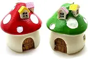 Aliotech 2Pcs Mini Mushrooms Miniature Figurines Fairy Garden House Cute Fairy Garden Mushrooms for Fairy Garden Micro Landscape Plant Bonsai Ornaments(Red and Green)