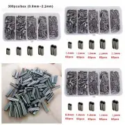 300pcs Double Barrel Fishing Crimping Sleeves Copper Tube Tackle Connector Kit