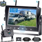 RV Backup Camera Wireless Waterproof 7'' LCD Split Screen DVR Dash Monitor To...