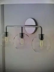 West Elm Sculptural Triple Sconce Polished Nickel Clear Globe Bathroom light